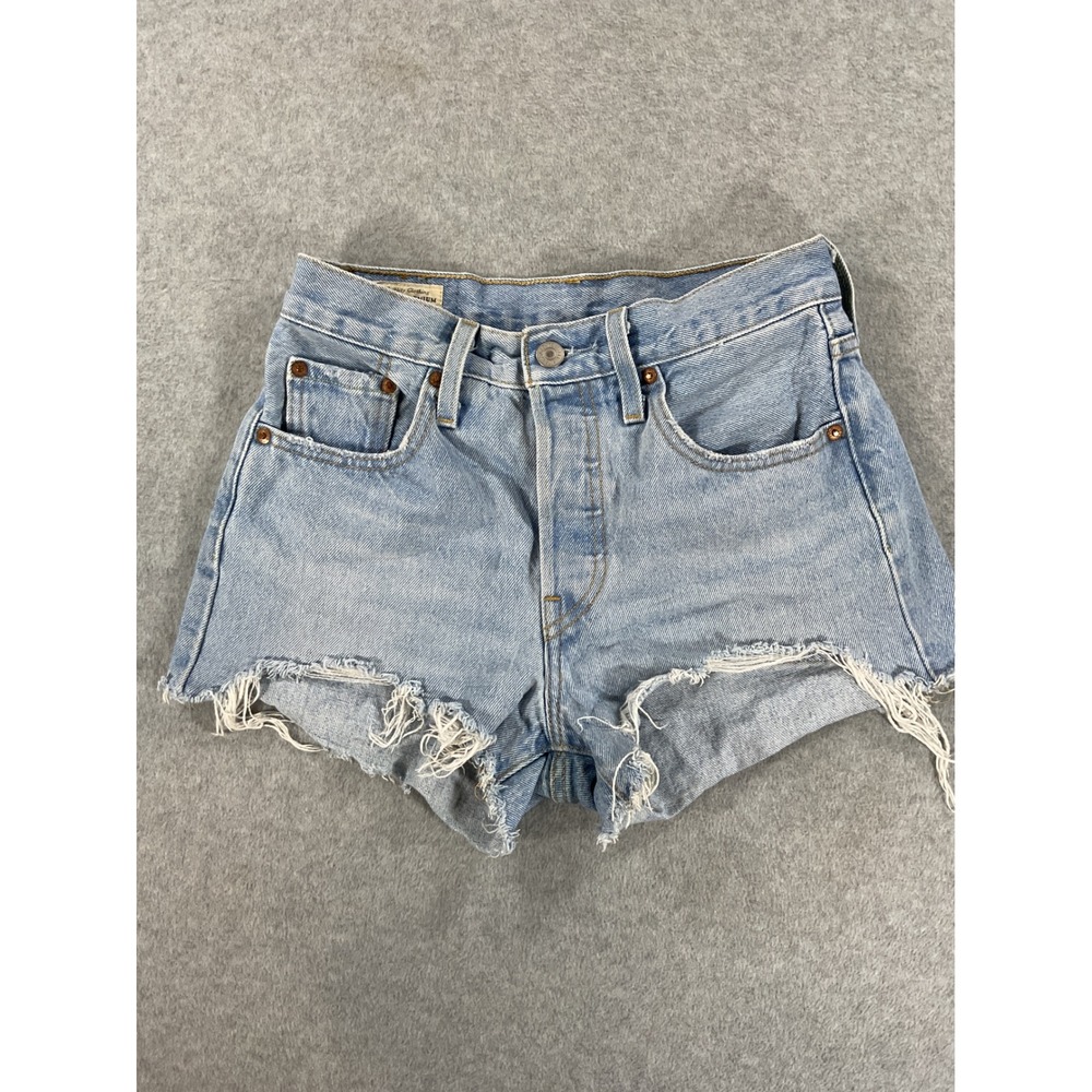 Levis Premium 501 Original Cutoff Denim Shorts Light Wash Blue W25 2824